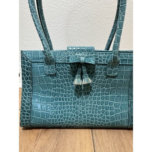 Vintage Liz Claiborne Great Expectations Y2K Teal Croc Embossed Mini Purse Bag - Picture 2 of 14